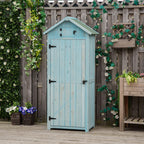 Garden Shed Vertical Utility 3 Shelves Shed Wood Outdoor Garden Tool Storage Unit Storage Cabinet, 77 x 54.2 x 179cm Outsunny
