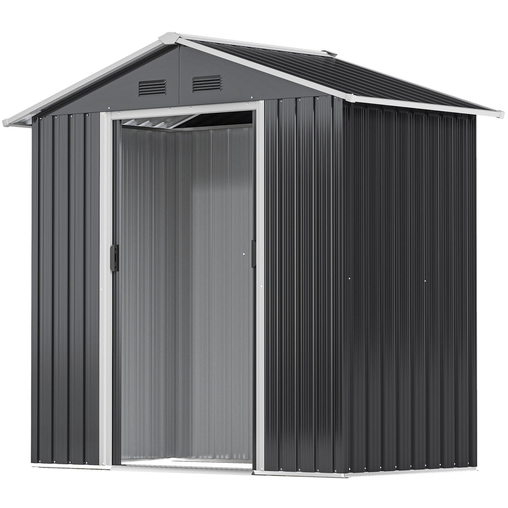 6.5x3.5ft Metal Garden Storage Shed for Outdoor Tool Storage with Double Sliding Doors and 4 Vents Outsunny