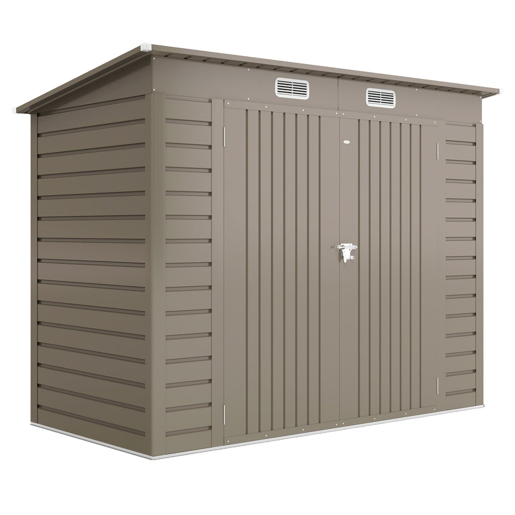 3.7 x 7.9ft Galvanised Steel Shed, with Latched Door and Padlock - Light Grey Outsunny