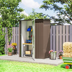 5ft x 3ft Metal Garden Storage Shed, Outdoor Tool Shed with Sloped Roof, Lockable Door for Tools, Equipment Outsunny