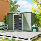 9ft x 4ft Metal Garden Shed, Outdoor Tool House with Foundation Kit, Ventilations and Double Doors Outsunny