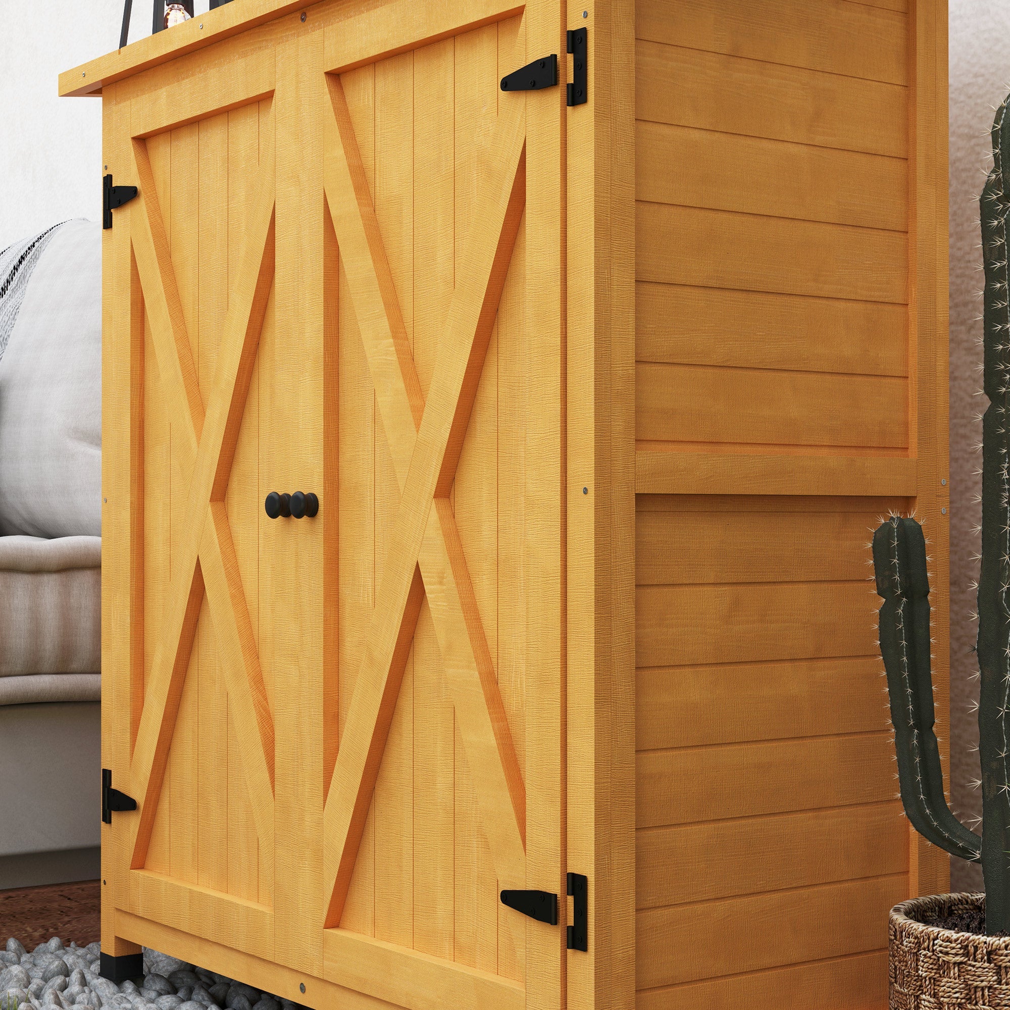 46.5 x 97cm Compact Wooden Storage Shed Outsunny