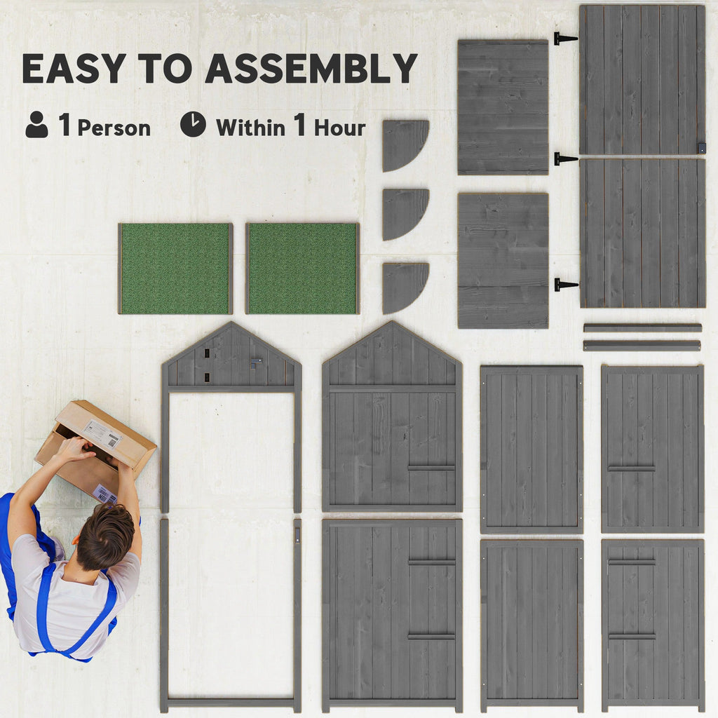 Wooden Garden Shed, Utility Outdoor Small Shed with Lockable Double Doors, Shelves and Roof Hatch Outsunny