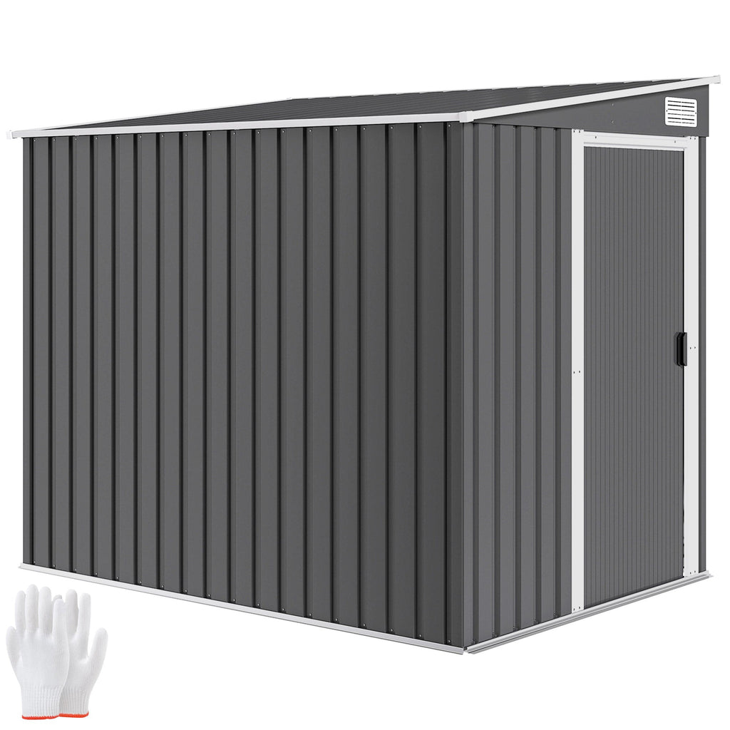 7 x 5ft Galvanised Metal Shed, with Sliding Door Outsunny