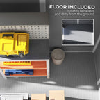 4 x 6ft Garden Shed, Plastic Shed with Floor, Window, Lockable Door and Vents, Resin Tool Shed for Outdoor Patio Storage, Zero Maintenance, Grey Outsunny