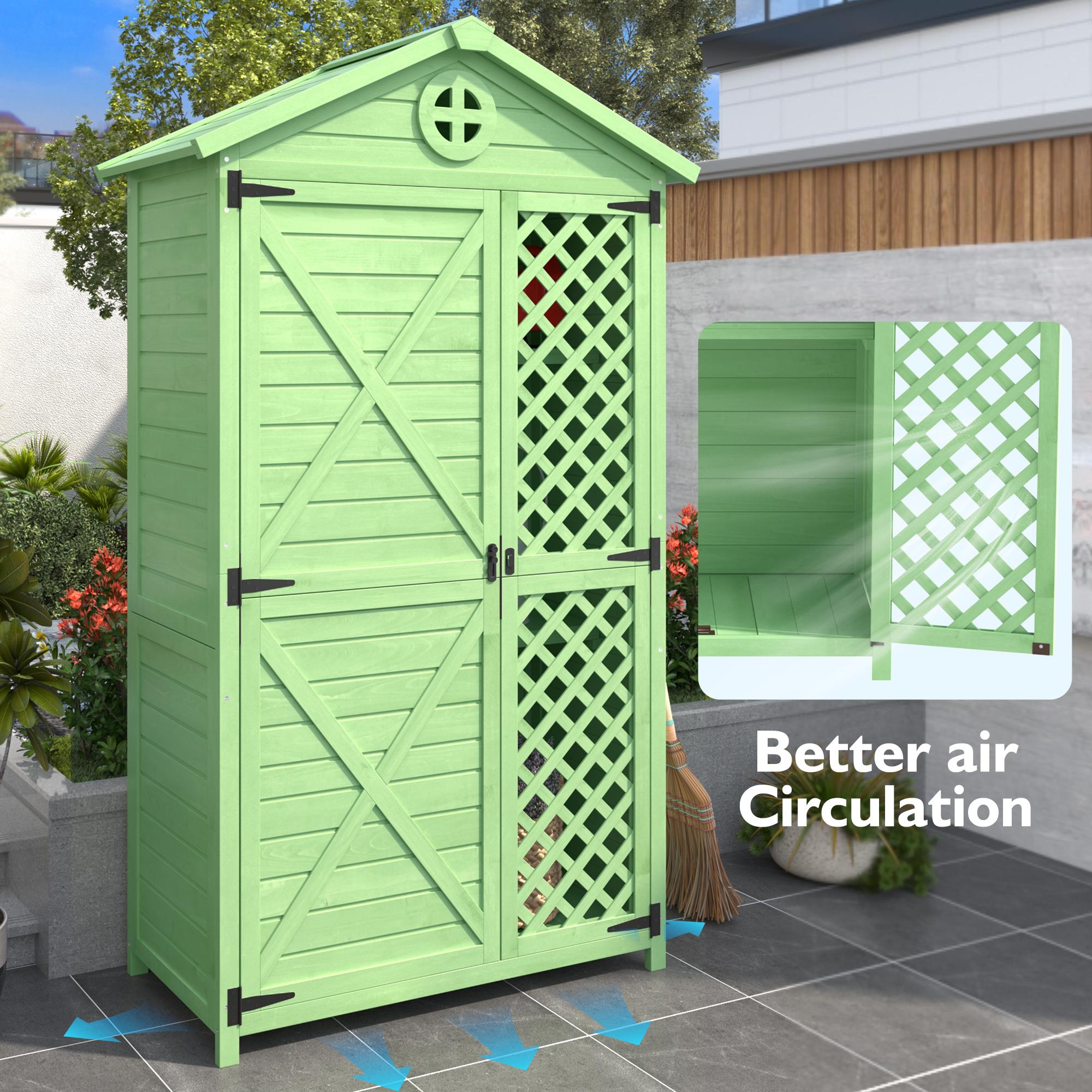 Weatherproof Fir Wood Tool House with Ventilation, Stable Construction, Outdoor Wood Garden Storage Shed, 90L x 56.5W x 175.5H cm AU Store