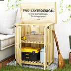 43 x 74cm Fir Wood Shed, with Metal Worktop - Natural Finish Outsunny