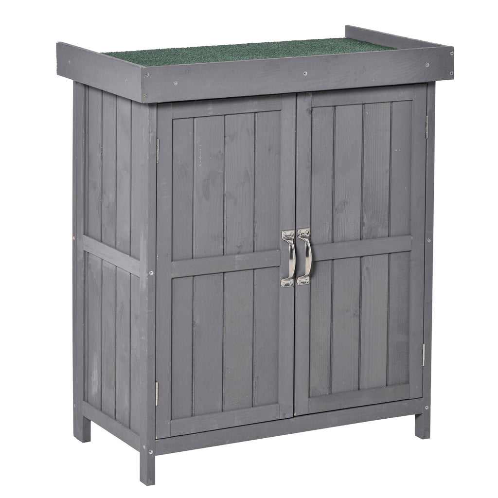 Small Shed, Wooden Garden Shed with Openable Hinged Roof and Removable Shelf, Outdoor Tool Storage Cabinet Chest with Double Doors, 74 x 43 x 88 cm Outsunny