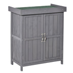 Small Shed, Wooden Garden Shed with Openable Hinged Roof and Removable Shelf, Outdoor Tool Storage Cabinet Chest with Double Doors, 74 x 43 x 88 cm Outsunny