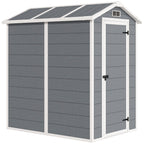 4 x 6ft Garden Shed, Plastic Shed with Floor, Window, Lockable Door and Vents, Resin Tool Shed for Outdoor Patio Storage, Zero Maintenance, Grey Outsunny