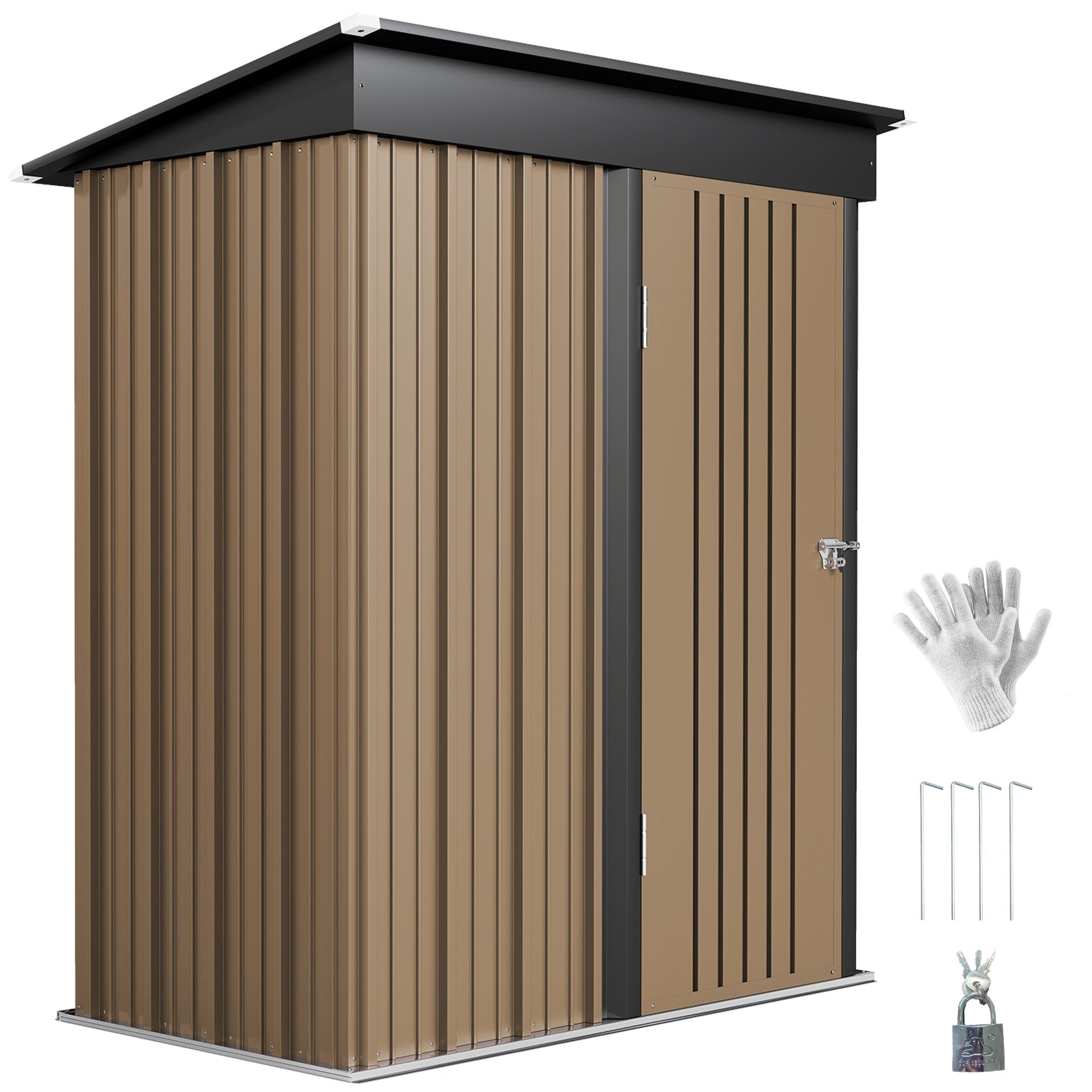 5 x 3ft Corrugated Steel Storage Shed, with Lock Outsunny