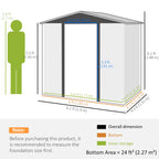 4 x 6ft Galvanised Steel Garden Shed, with Lock and Gloves - Oak Outsunny