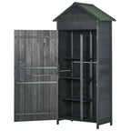 Garden Shed 4-Tier Wooden Garden Outdoor Shed 3 Shelves Utility Gardener Cabinet Lockable 2 Doors Outsunny