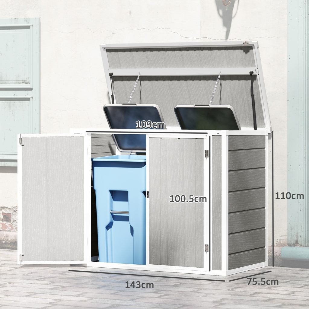 4.7 x 2.5FT Garden Shed, Lockable Outdoor Storage with Openable Lid, Small Shed for 2 Trash Cans, Tools, Patio Outsunny