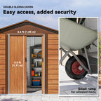 6 x 8ft Galvanised Steel Shed Wood-Effect Outsunny