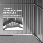 11 x 5.6ft Galvanised Steel Garden Shed, Metal Shed, Garden Storage Shed with Lockable Doors and Gloves for Outdoor Patio, Garden, Grey