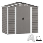 7 x 4ft Garden Shed, Easy to Assemble, Upgraded Galvanised Steel Frame with Foundation Kit, Double Doors with Lock, Outdoor Metal Shed with Vents and Gloves, Garden Storage Shed Outsunny