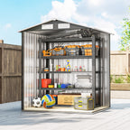Garden Metal Tool Storage Shed with Sliding Door, Sloped Roof and Foundation Kit, 152 x 132 x 188cm Outsunny