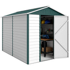 9x 6FT Metal Outdoor Garden Shed, Galvanised Tool Storage Shed w/ Sloped Roof, Lockable Door for Patio Lawn, Green Outsunny
