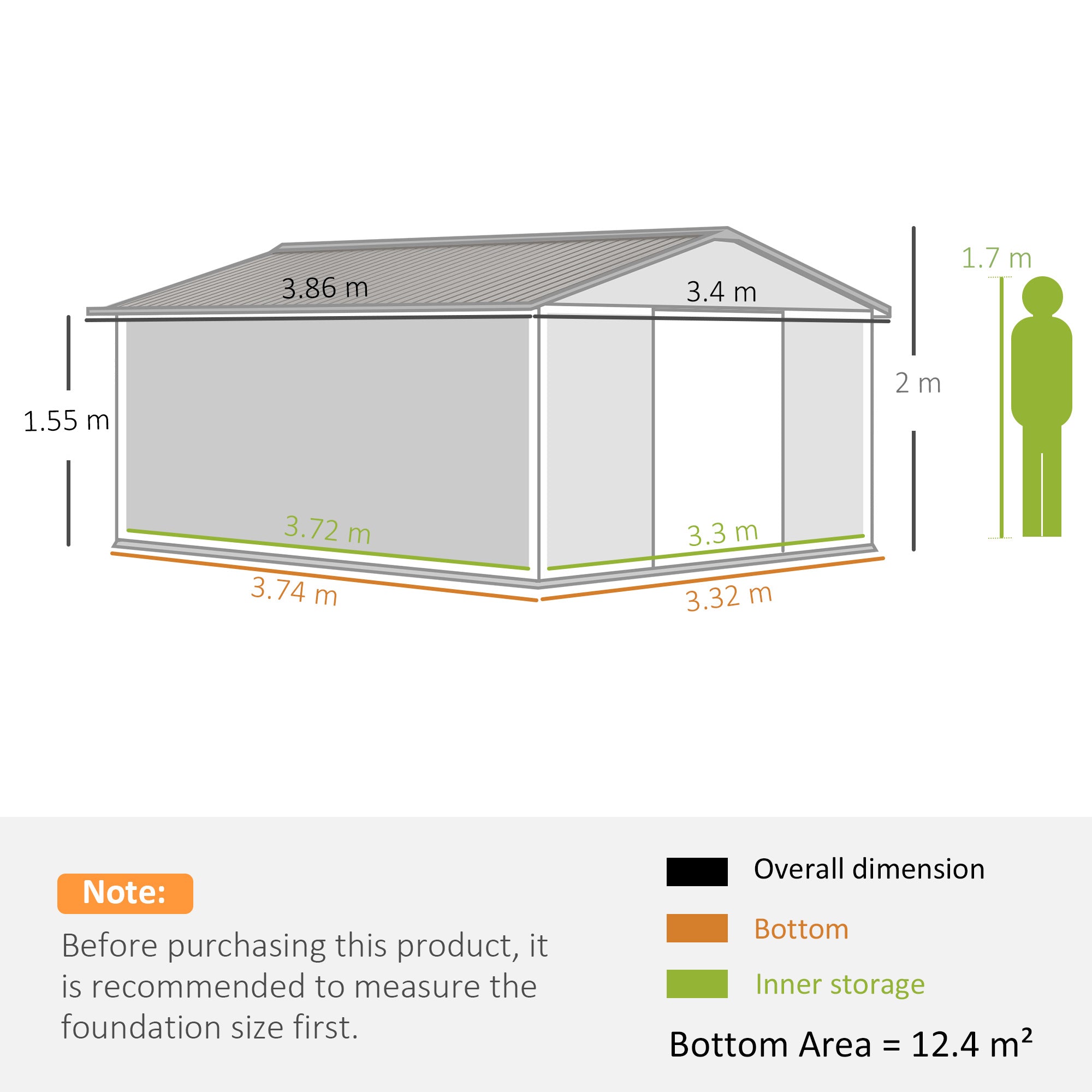13 x 11ft Metal Garden Shed, Outdoor Storage Tool House with Ventilation Slots, Foundation Kit and Lockable Double Doors