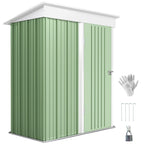 Metal Garden Shed, Outdoor Lean-to Shed for Tool Motor Bike, with Adjustable Shelf, Lock, Gloves, 5'x3'x6' Outsunny
