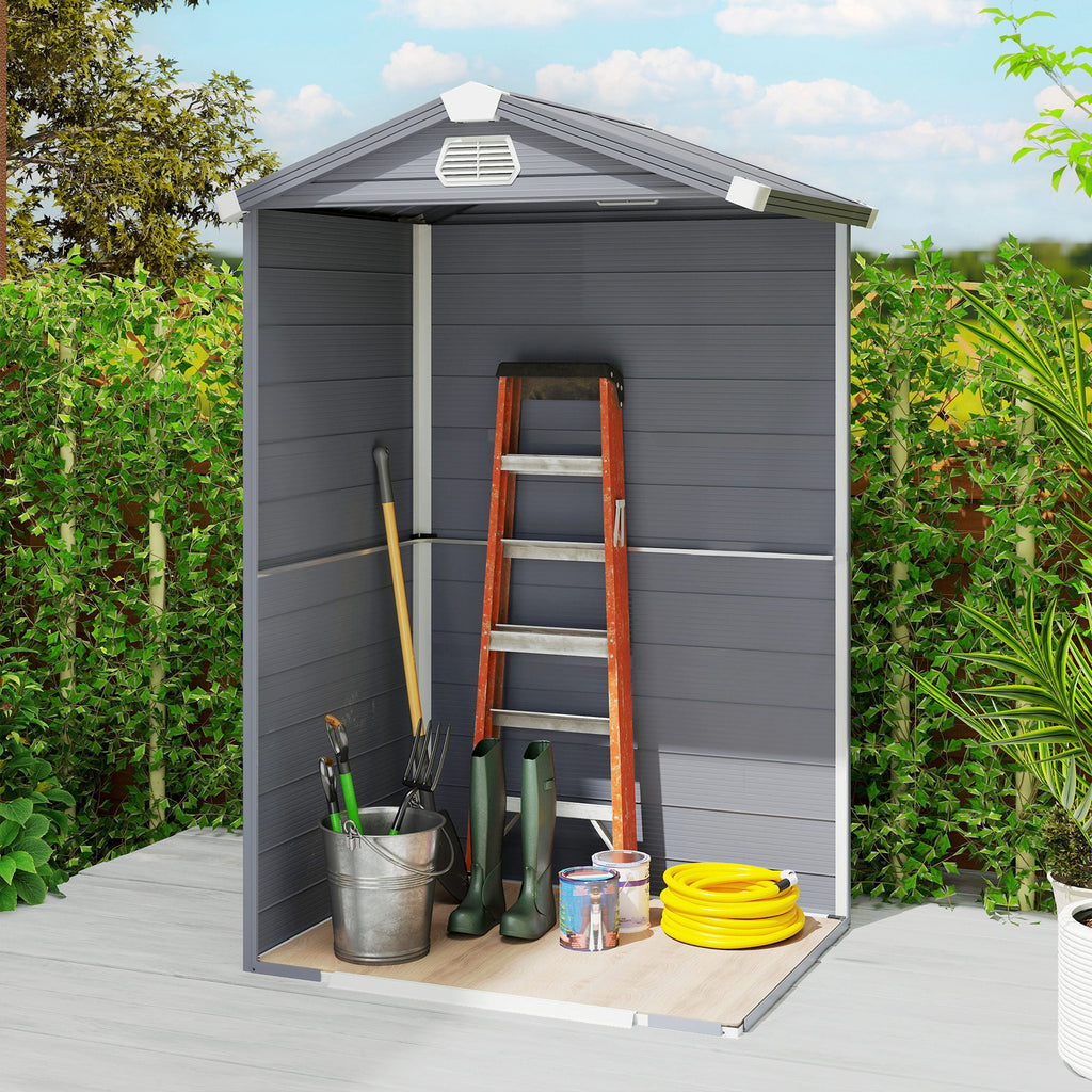 4.4ft x 3.3ft size Aluminium Frame and Plastic Wall Shed, with Foundation Outsunny