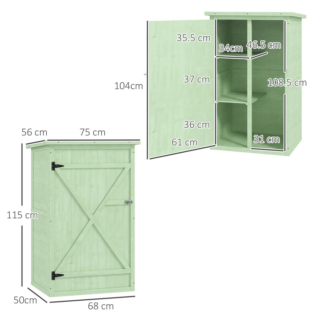 Wooden Small Shed, Garden Storage Shed with Shelves and Bolt Latch, 75L x 56W x115H cm Outsunny
