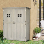 Wooden Garden Shed with Two Windows, Tool Storage Cabinet, Outdoor Double Door Organizer 127.5L x 50W x 164H cm Outsunny