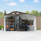 9 x 6ft Metal Garden Shed, Outdoor Storage Tool House with Ventilation Slots, Foundation Kit and Lockable Double Doors Outsunny