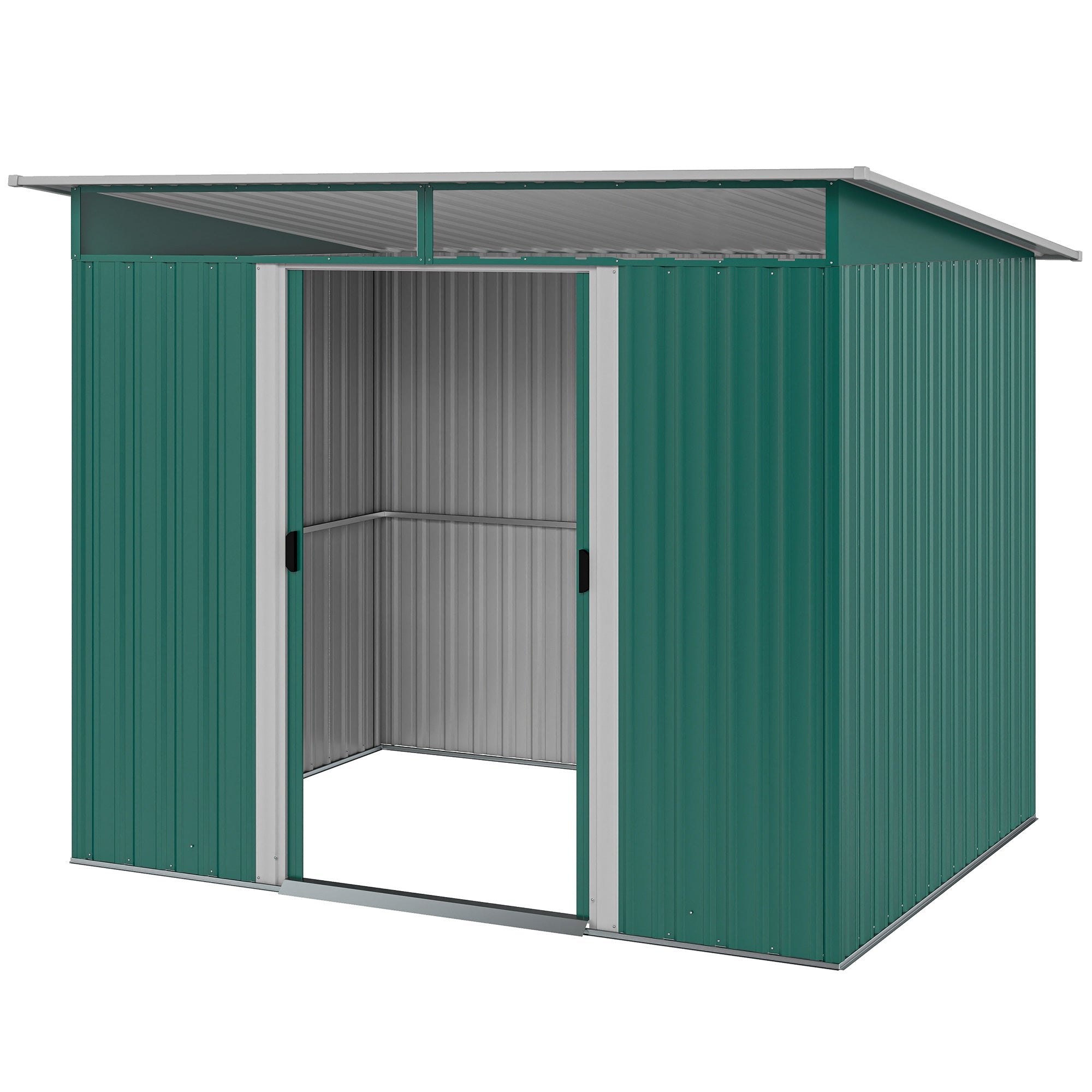 8.5 x 6ft Metal Shed with Lightsky Panels, Garden Storage Tool House with Double Doors for Garden, Patio and Lawn Outsunny