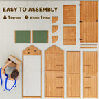Garden Shed Wood Outdoor Garden Tool Storage Unit with 3 Detachable Shelves, 77 x 54.2 x 179cm Outsunny