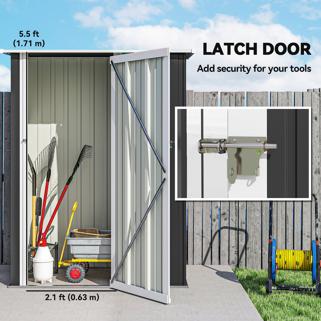 5ft x 3ft Metal Garden Storage Shed, Outdoor Tool Shed with Sloped Roof, Lockable Door for Tools, Equipment Outsunny