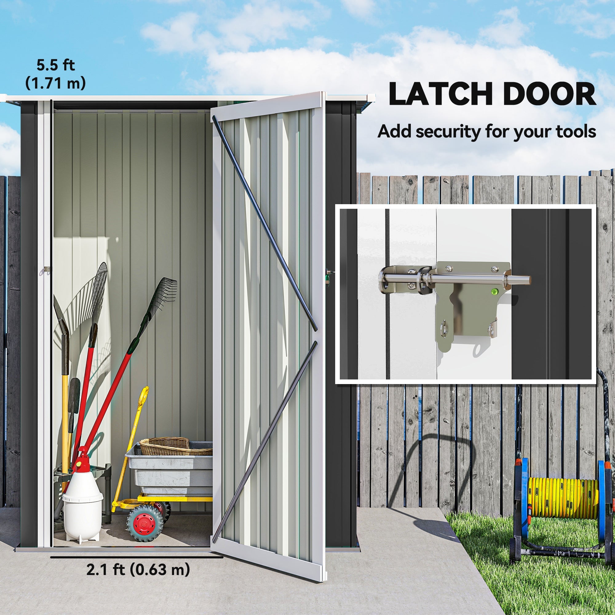 5ft x 3ft Metal Garden Storage Shed, Outdoor Tool Shed with Sloped Roof, Lockable Door for Tools, Equipment Outsunny