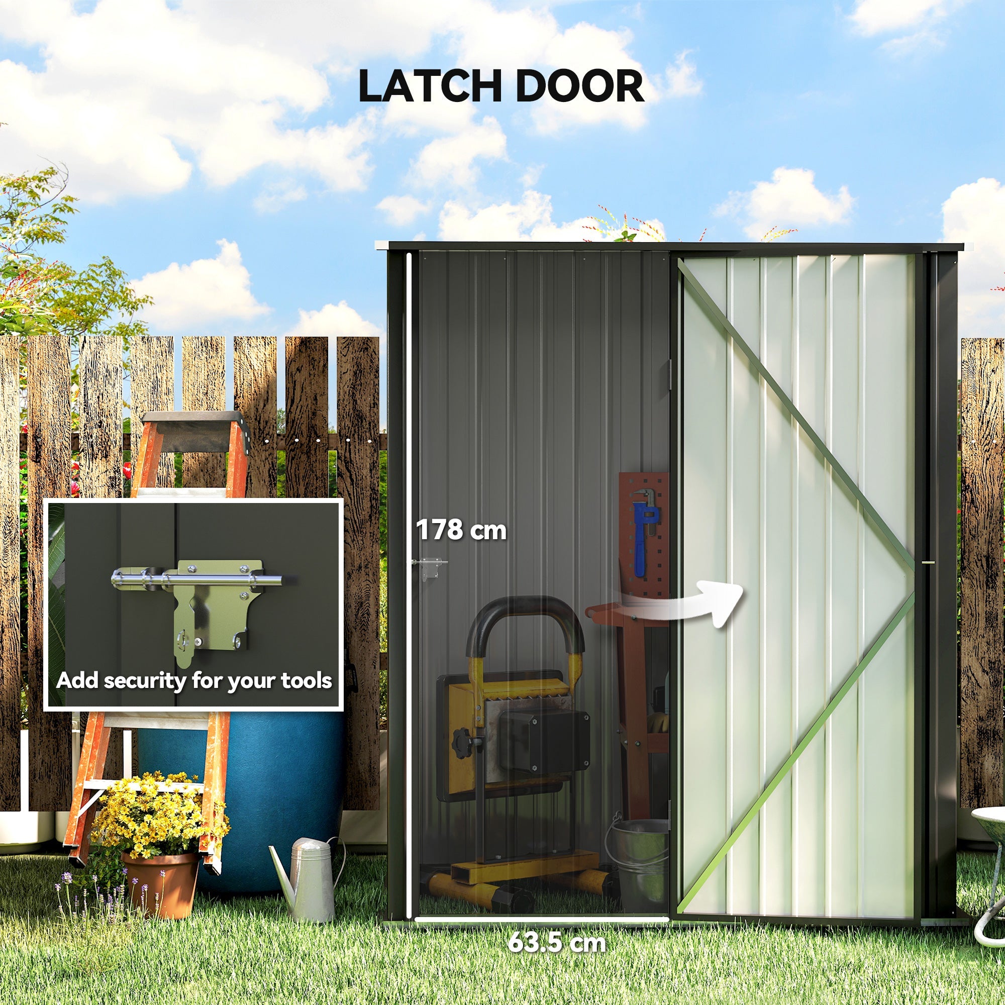 5.3 x 3.1ft Corrugated Steel Garden Shed Outsunny