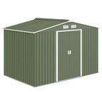 9 x 6ft Metal Garden Shed, Outdoor Storage Tool House with Ventilation Slots, Foundation Kit and Lockable Double Doors Outsunny