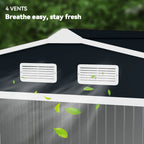 9 x 6ft Metal Bicycle Shed, Outdoor Storage Tool House with Ventilation Slots, Foundation Kit and Lockable Double Doors Outsunny