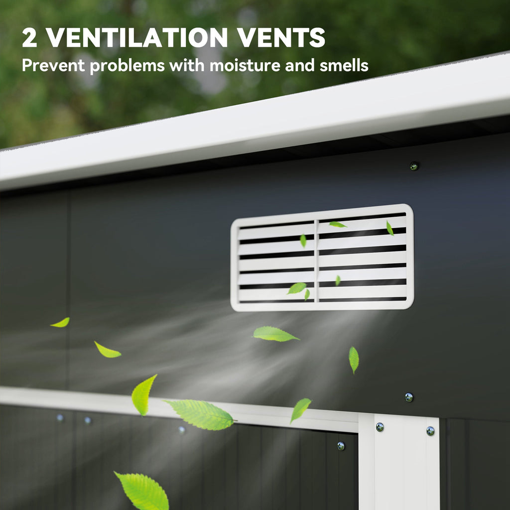 7 x 4ft Outdoor Storage Shed with Foundation Kit, Lean to Metal Garden Shed for Log, Rubbish Bin, Tool, Lawnmower, Bike, Patio and Lawn Use Outsunny