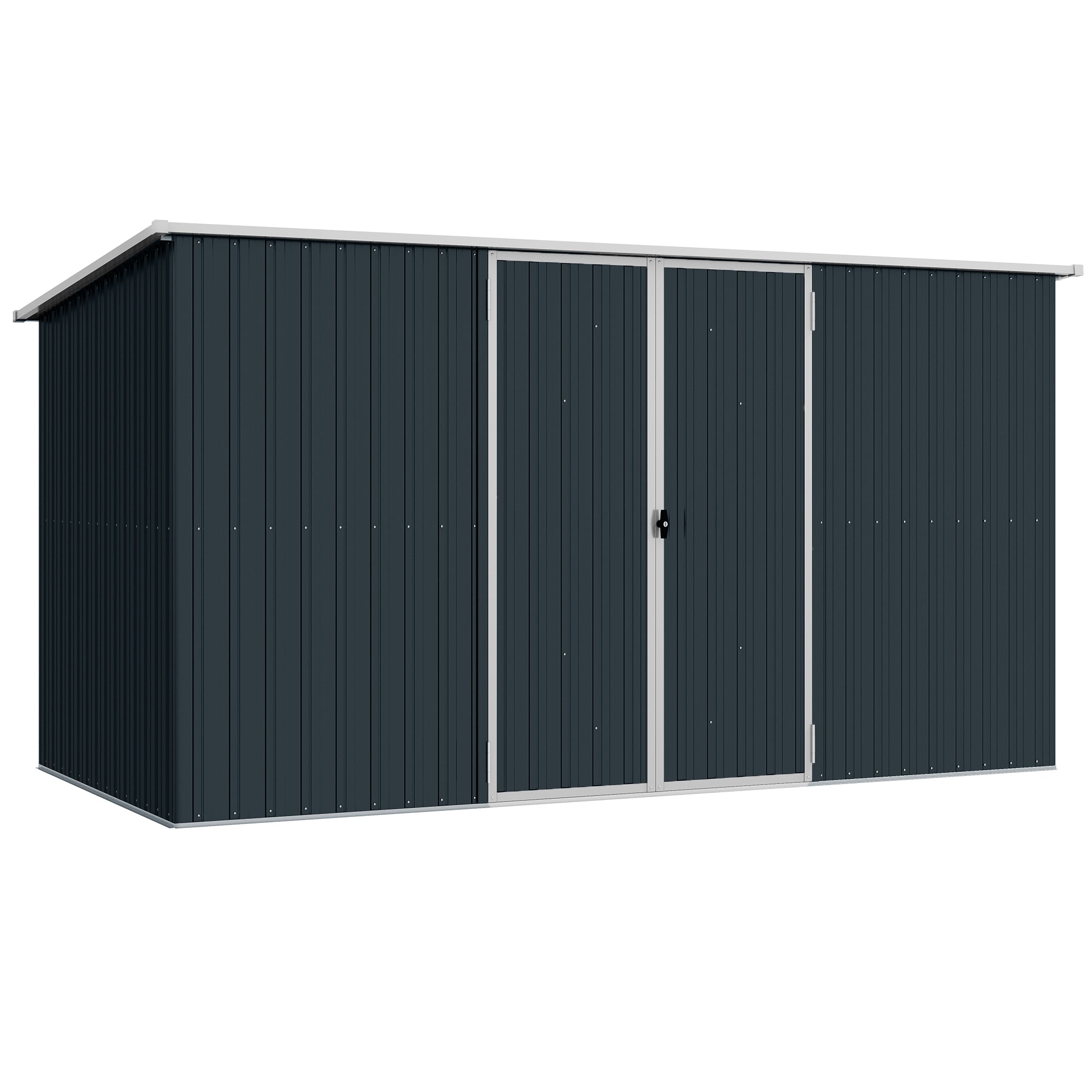 11 x 5.6ft Galvanised Steel Garden Shed, Metal Shed, Garden Storage Shed with Lockable Doors and Gloves for Outdoor Patio, Garden, Grey