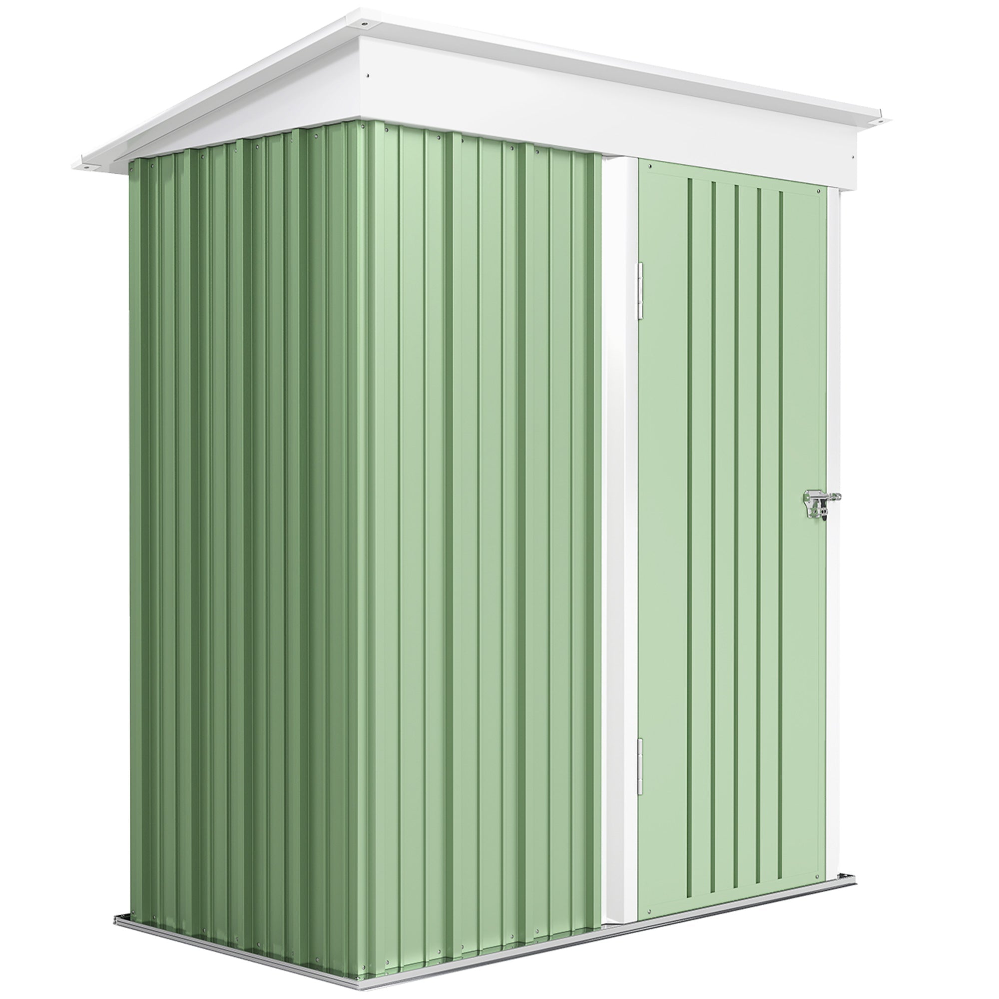 Metal Garden Shed, Outdoor Lean-to Shed for Tool Motor Bike, with Adjustable Shelf, Lock, Gloves, 5'x3'x6' Outsunny