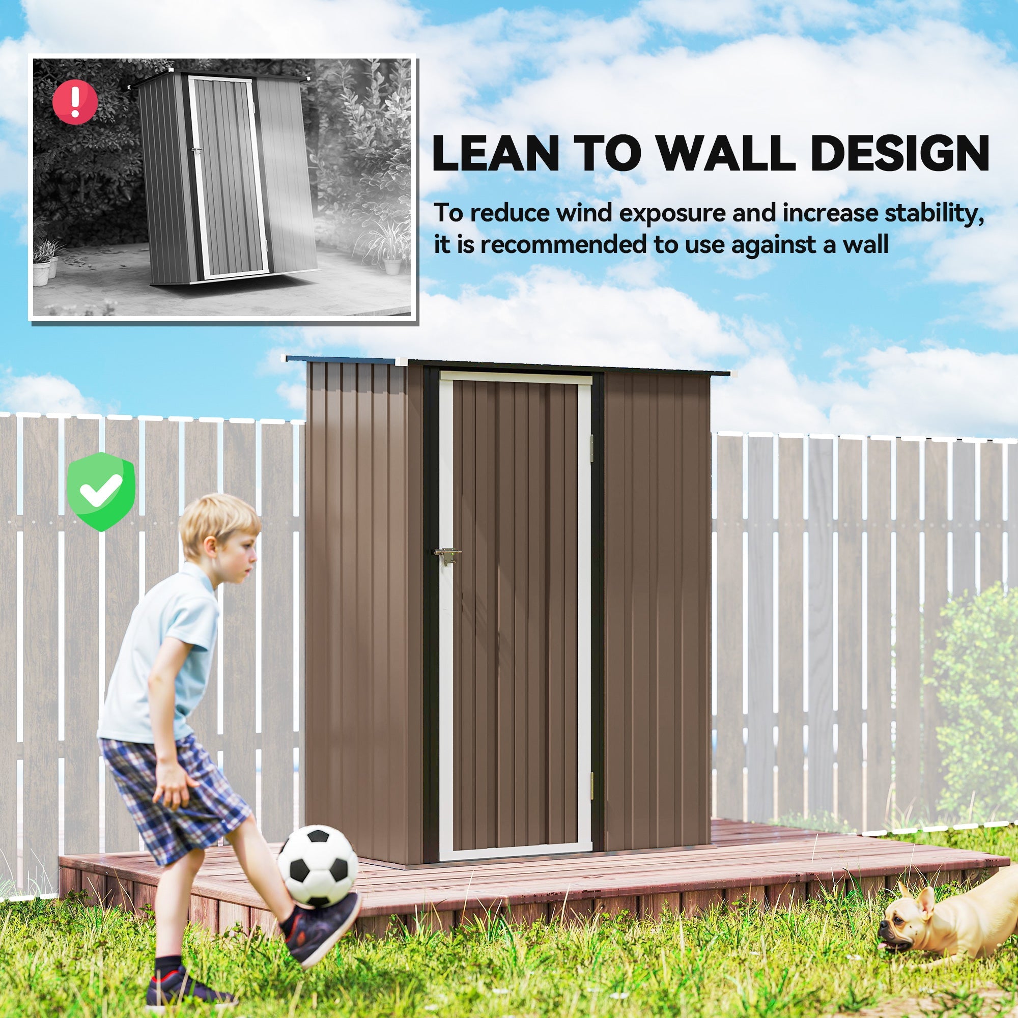 5ft x 3ft Metal Garden Storage Shed, Outdoor Tool Shed with Sloped Roof, Lockable Door for Tools, Equipment Outsunny