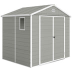 7.9ft x 6.2ft Aluminium Frame and Plastic Wall Shed, with Foundation Outsunny