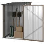 Small Metal Garden Shed 3.3 x 3.4 Lean To Steel Garden Shed with Locking Door, Brown Outsunny