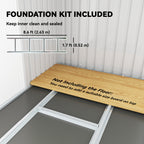 9ft x 4ft Metal Garden Shed, Outdoor Tool House with Foundation Kit, Ventilations and Double Doors Outsunny