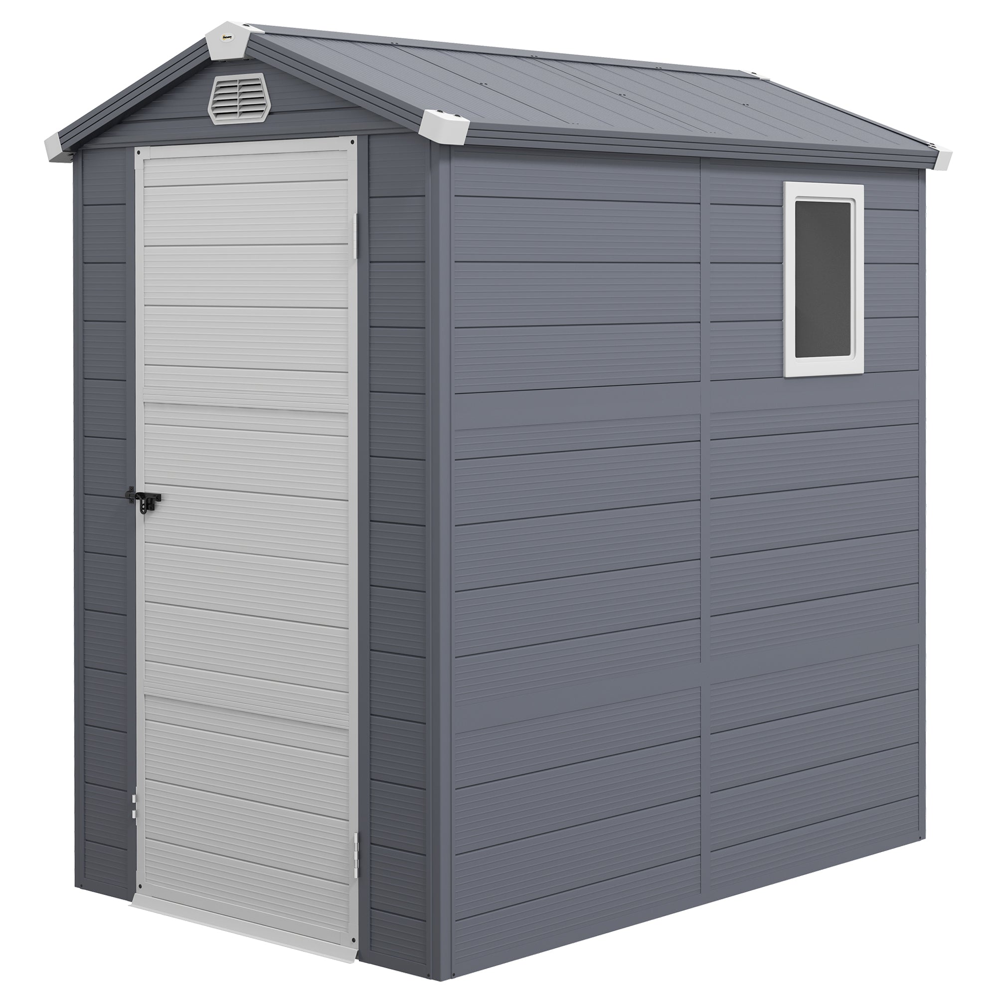 4.4ft x 6.2ft Aluminium Frame and Plastic Wall Shed, with Foundation Outsunny