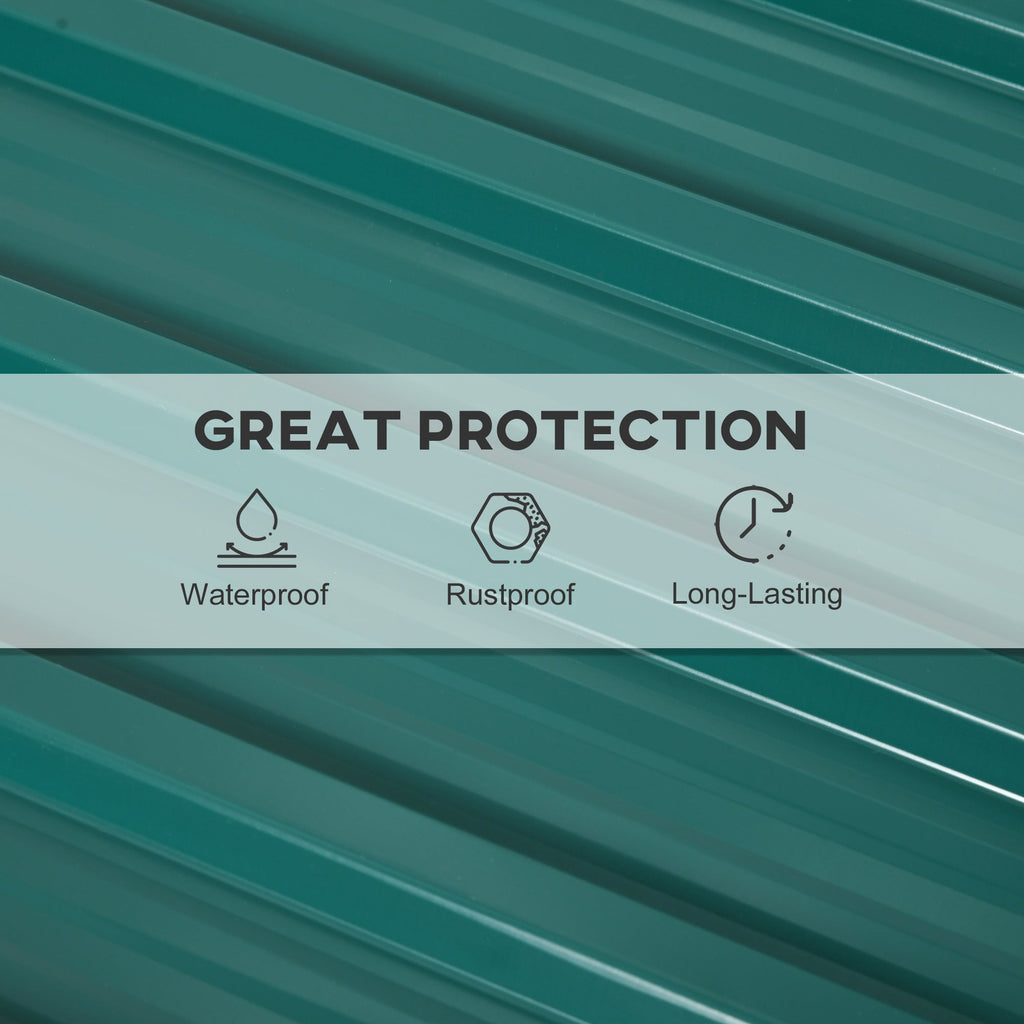 Corrugated Roofing Sheets, Pack of 24, Galvanised Metal Roofing Sheets for Greenhouse, Garage, Storage Shed, Carport, 129 x 45cm, Green Outsunny