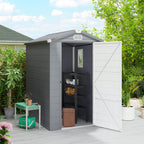 4.4ft x 6.2ft Aluminium Frame and Plastic Wall Shed, with Foundation Outsunny