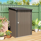 Small Metal Garden Shed 3.3 x 3.4 Lean To Steel Garden Shed with Locking Door, Brown Outsunny