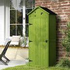 Small Shed, Tall Slim Wooden Garden Shed with 3 Removable Shelves and Roof Hatch, Compact Outdoor Tool Storage Cabinet with Asphalt Roof and Door Latch, 77 x 54.2 x 179 cm Outsunny