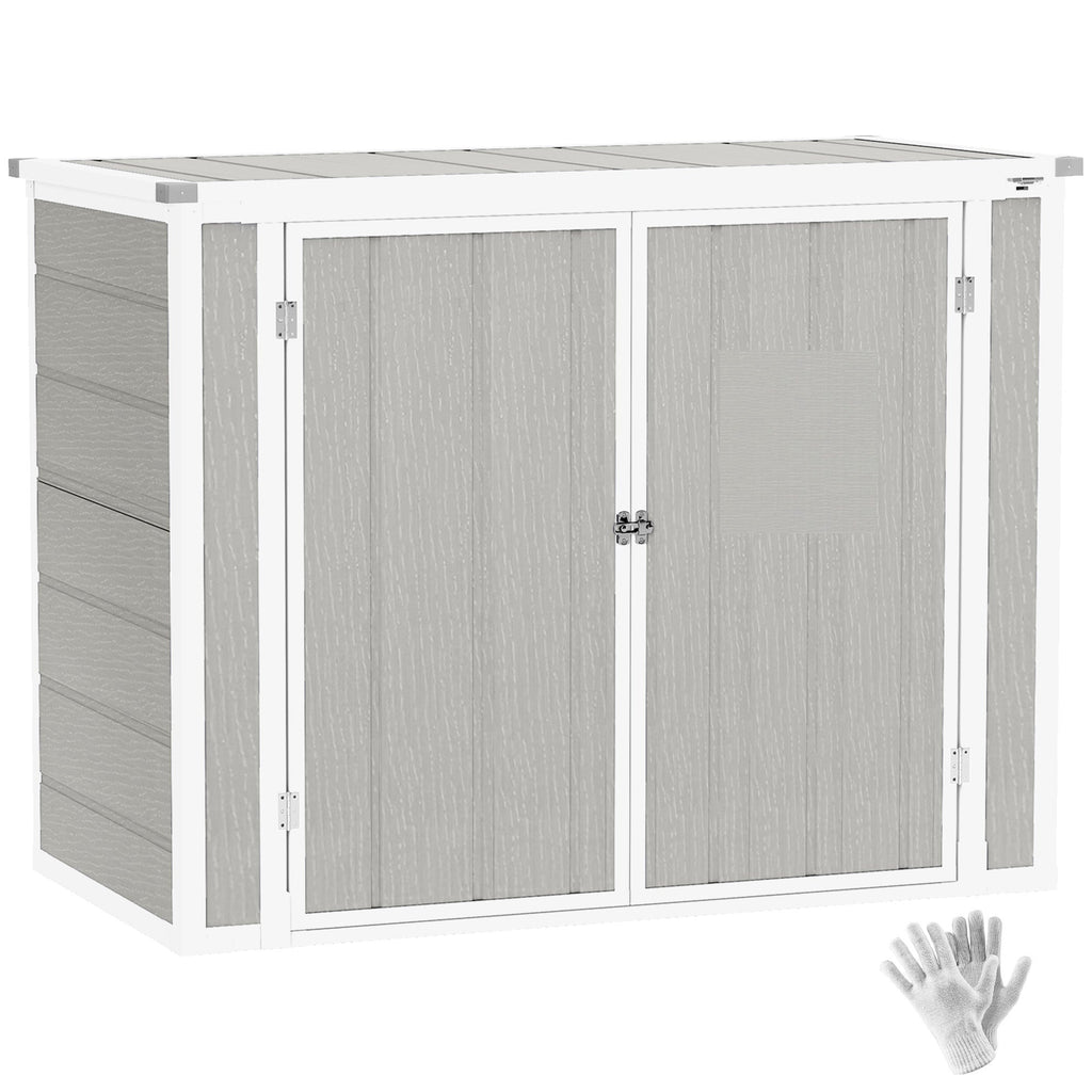4.7 x 2.5FT Garden Shed, Lockable Outdoor Storage with Openable Lid, Small Shed for 2 Trash Cans, Tools, Patio Outsunny