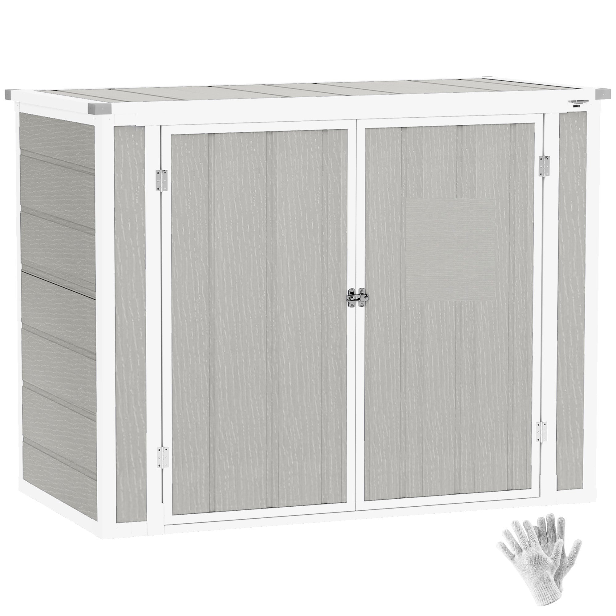 4.7 x 2.5FT Garden Shed, Lockable Outdoor Storage with Openable Lid, Small Shed for 2 Trash Cans, Tools, Patio Outsunny